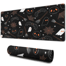 Halloween-Totenkopf-Mauspad mit floralem Kürbisdesign