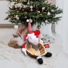 Panier de bonbons de Noël avec Père Noël, cerf et bonhomme de neige