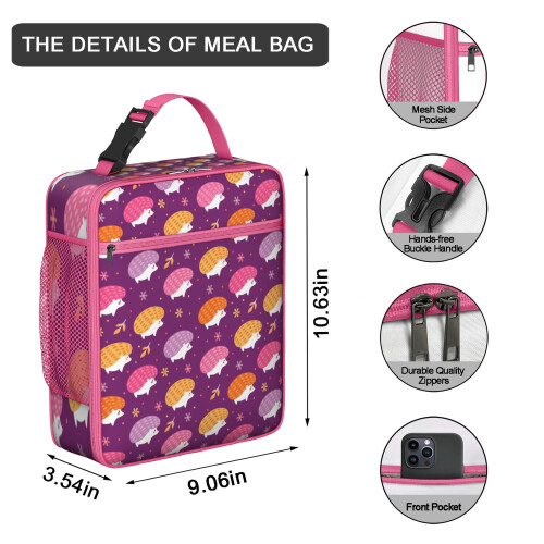 Sac isotherme pour déjeuner motif hérisson (1 pièce) 1