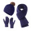 Winter Hat Beanie Scarf Gloves Set Navy 3Pcs 2