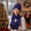 Winter Hat Beanie Scarf Gloves Set Navy 3Pcs 5