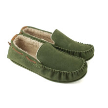 (11 UK, Olive) Eastern Counties Leather Mens Owen Berber Suede Moccasins