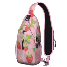 Sac à dos bandoulière fraise pour femmes et hommes, idéal pour la randonnée en plein air