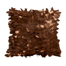 Housse de coussin à sequins en forme de feuille violette 45 x 45 cm en satin