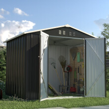 (8X6FT, Anthracite) Birchtree Steel Apex Garden Shed | Metal Garden Tool Shed