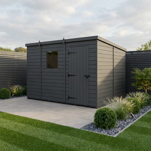 9x8 Pent Composite Shed Tanalised (Single Door, With Windows)