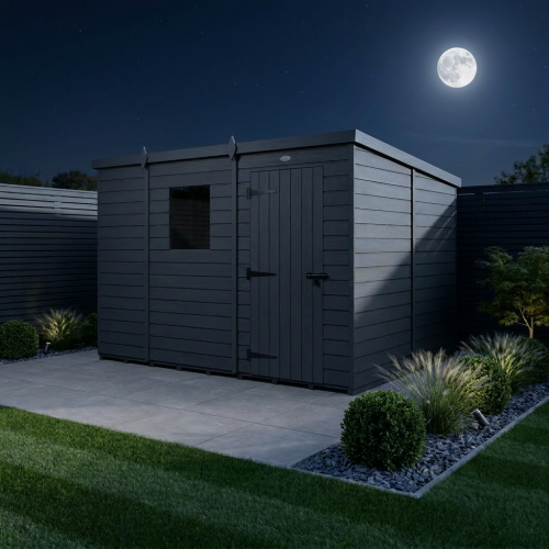 9x8 Pent Composite Shed Tanalised (Single Door, With Windows) 2