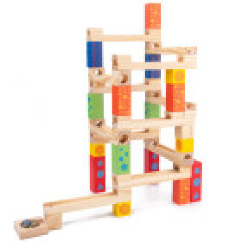 (52pcs)Wooden Childrens Visual Tracking Building Blocks With Marble Track For Play Learning