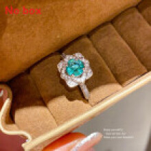 (SilverGreen) Sparkling Zircon Flower Round Open Ring For Women Jewelry Hand Elegant