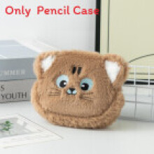 (BrownCatPlushCoinPurse) Plush Cat White Coin Wallet With Soft Material For Girls Use Casual And