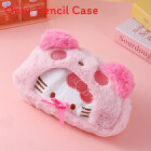 (PinkHelloKitty) Kuromi Plush Pen Holder With Adorable Look For School Office Or Collecting