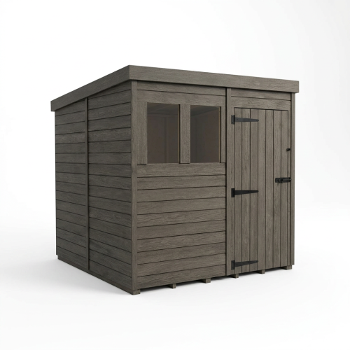 7x10 Pent Composite Shed Tanalised (Single Door, With Windows) 1