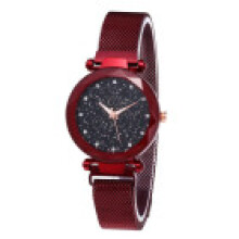(Red)Womens Fashion Stars Sky Belt Watch Magnet Strap Buckle Stainless Steel Casual
