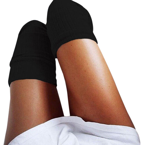 Women's Cotton Ankle and Thigh-High Compression Socks Black 2