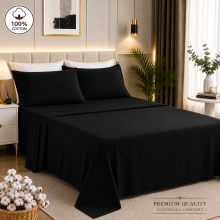 (Super King Flat Sheet, Black) Premium 100% Egyptian Cotton Flat Sheet - Hotel Luxury Bedding - Soft & Breathable