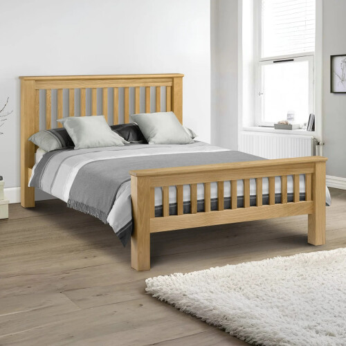 Amsterdam Solid Oak High Footend 150cm Kingsiz Bed