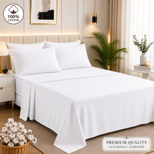 (Double) Luxury Egyptian Cotton Flat Bed Sheet Single Double King Size