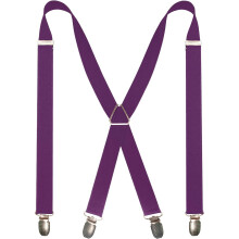 Men's Solid Color Adjustable Suspenders with 4 Clips