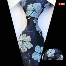 Men's Floral Striped Pocket Square and Necktie Set