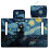 高尔夫球车座椅套 黑色猫星夜图案 4口袋 3