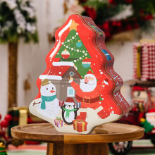 Christmas tree tin box for cookies and candy storage