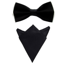 Men's Satin Solid Bow Tie and Pocket Square Set