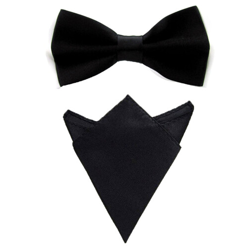 Men's Satin Solid Bow Tie and Pocket Square Set