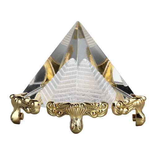 Crystal Pyramid Prism with Gold Stand 1 pc