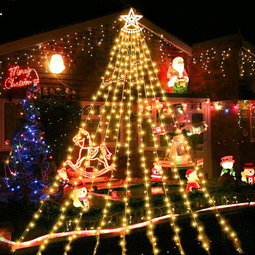 Χριστουγεννιάτικα φώτα LED ζεστό λευκό 350 LED 12,5 πόδια 9 κλώνων 1