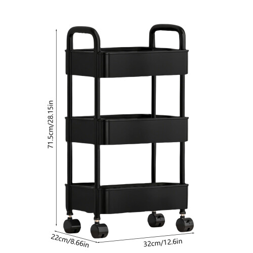 3-Tier Rolling Storage Cart Multicolor 2