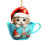 Décoration de Noël en acrylique : Chat dans une tasse (1 pièce) 1