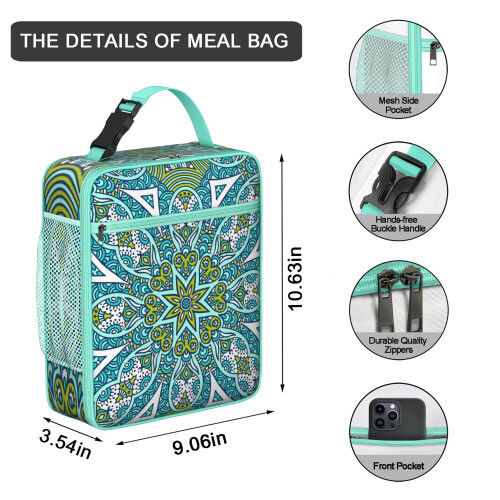Isolierte Bento-Lunchtasche, wasserdicht, Mandala-Design 1
