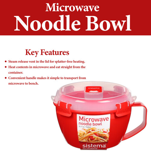 Sistema Sistema Microwave Noodle Bowl Food Container 940ml 1