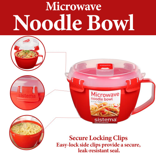 Sistema Sistema Microwave Noodle Bowl Food Container 940ml 2