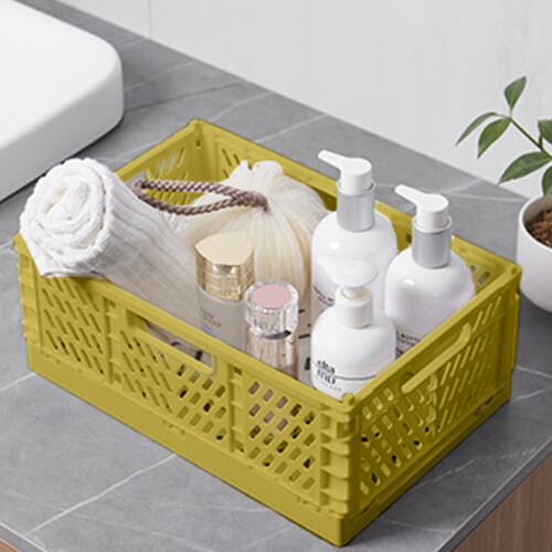 Panier de rangement pliable jaune, boîte de rangement multifonctionnelle 1
