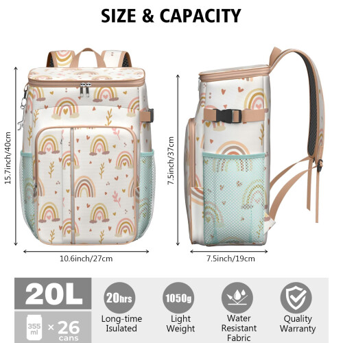 Sac à dos isotherme 20L à motif arc-en-ciel 2