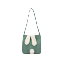 Sac fourre-tout lapin de Pâques en toile réutilisable vert grand format