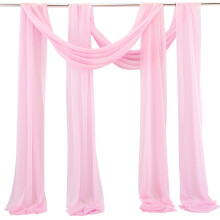 Transparenter Chiffon-Stoff für Hochzeitsbögen, rosa, 2-teilig