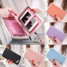 (Hot Pink) Lady Leather Women Wallet Purse Long Handbag Clutch Box Phone Bag Holder Card