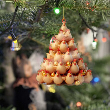 Ciondolo natalizio a forma di pollo in acrilico, forma di albero.