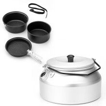 Ensemble de 6 pièces de cuisine de camping en aluminium anodisé