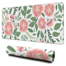 Roze bloemenprint bureaumuismat, waterdicht en wasbaar, 35,4 x 15,7 inch