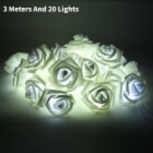 (White) Simulation Rose Lamp String Fashion Delicate Plastic Led Decoration Portable
