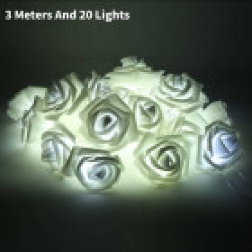 (White) Simulation Rose Lamp String Fashion Delicate Plastic Led Decoration Portable