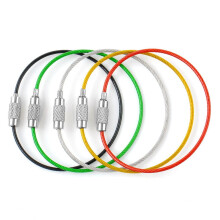 Mini screw locking steel wire keychain cable