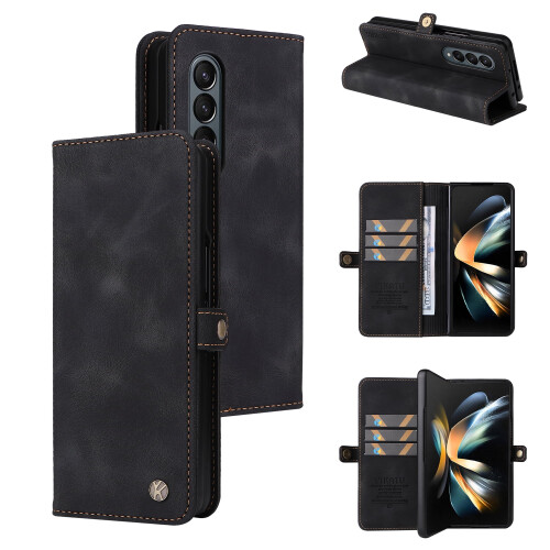 Samsung Galaxy Z Fold4magnetiskt läderfodral svart