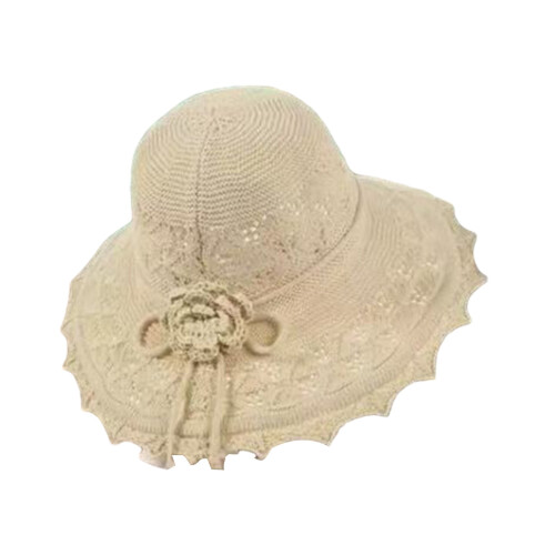 Damsolhatt med bred brätte, beige, en storlek