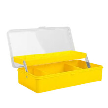Two-Layer Fishing Box Yellow with Multi-Compartment Design