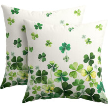 St. Patrick's Day Kissenbezüge, grünes Kleeblatt, 2er-Pack, 16x16 Zoll