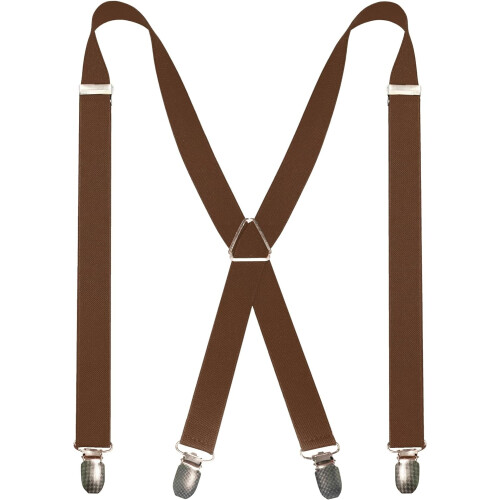 Men's Solid Color Adjustable Braces with 4 Clips